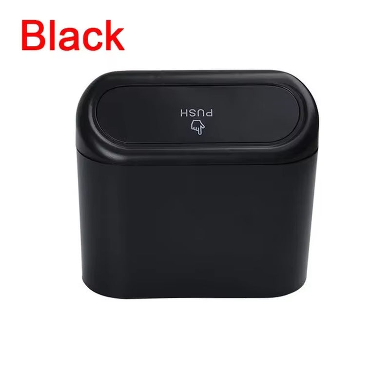 Car Clamshell Trash Bin Hanging Vehicle Garbage Dust Case Storage Box Black ABS Square Pressing Trash Can Universal Organizer