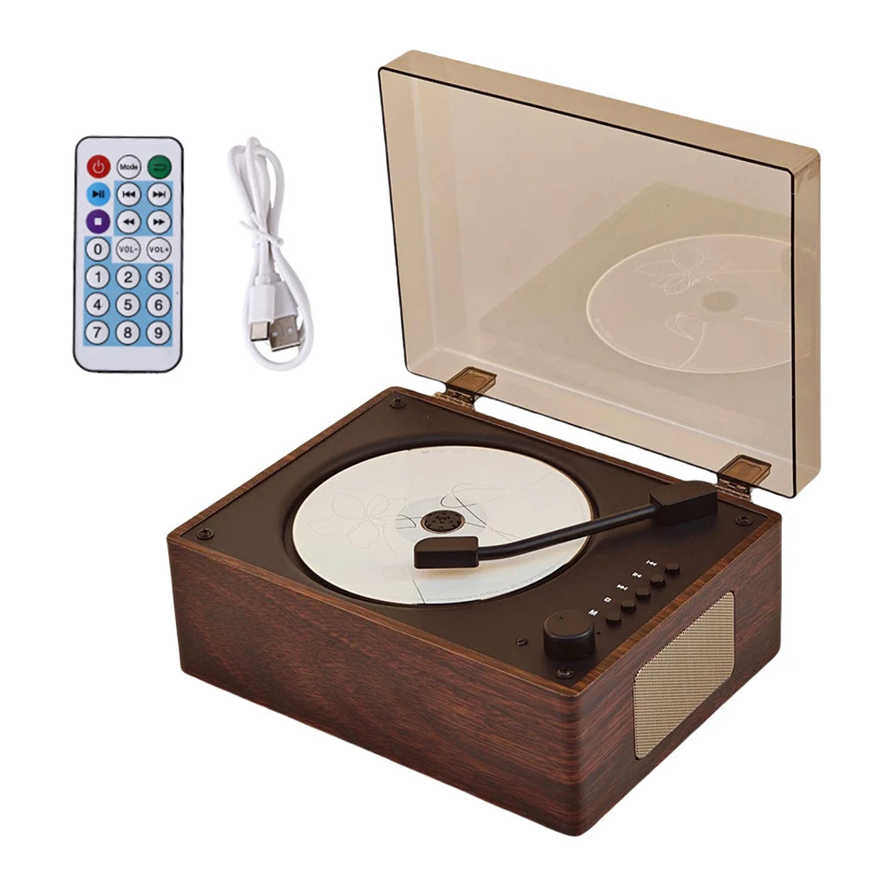 Versatile Home Music Player - Rechargeable CD Player with Bluetooth 5.0, Remote Control, USB & AUX Support - Perfect for Desktop Decor