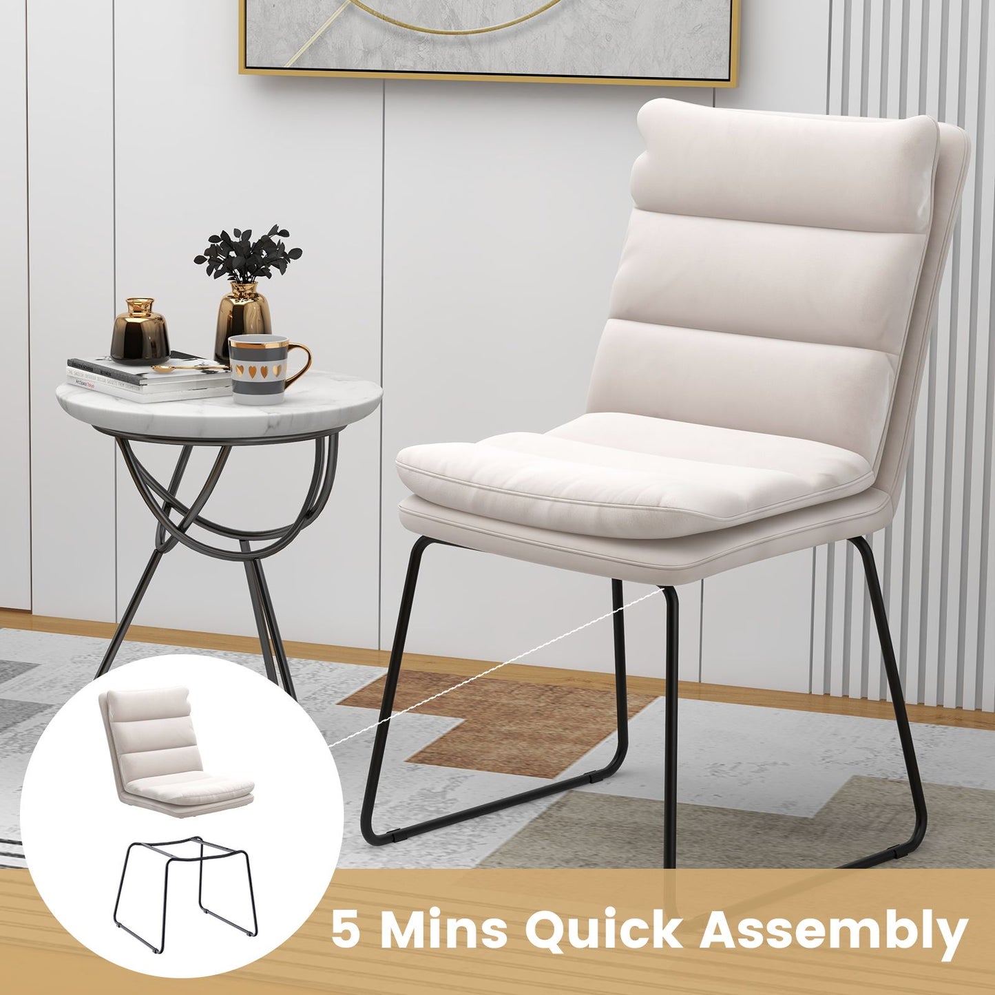 Upholstered Accent Leisure Chair with Durable Wood and Metal Frame