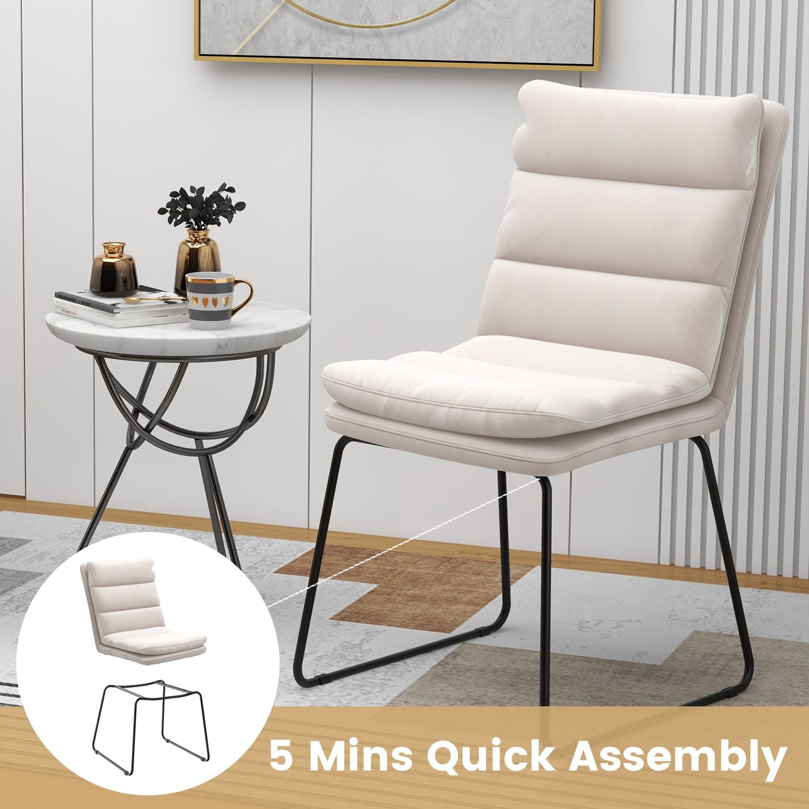 Upholstered Accent Leisure Chair with Durable Wood and Metal Frame