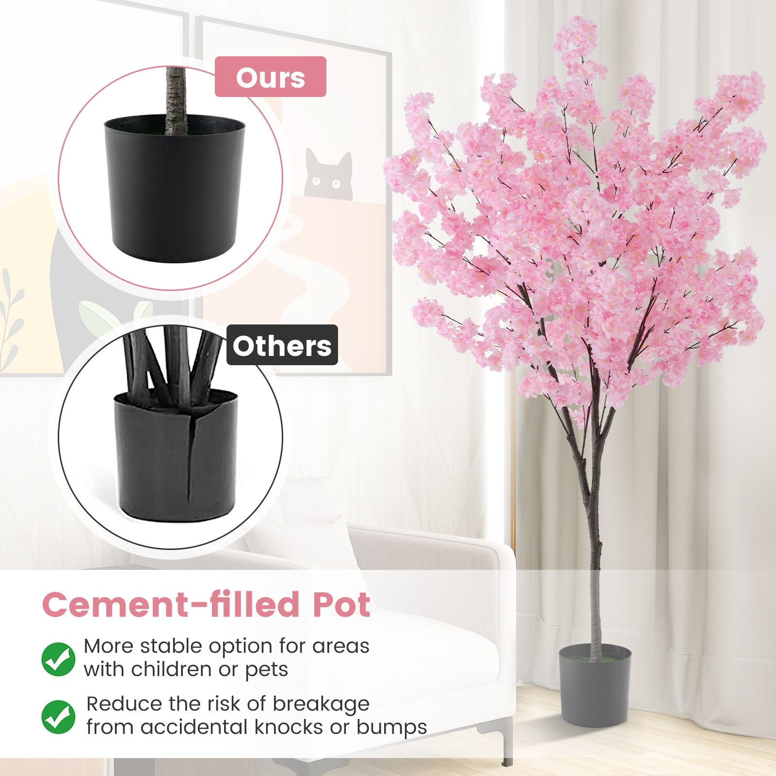 Artificial Cherry Blossom Tree - 190 cm