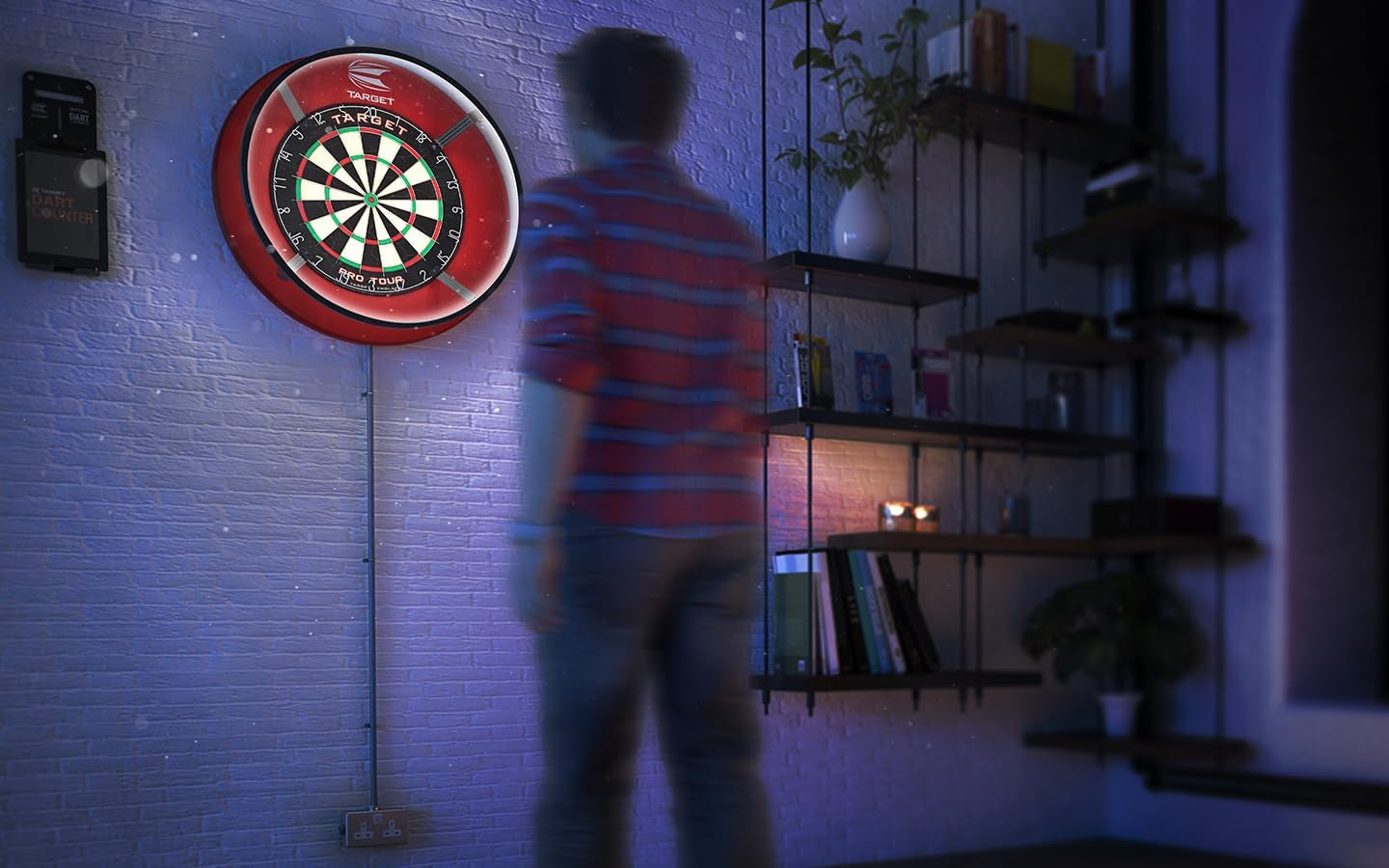 Corona Vision Lighting System for Dartboards with Black Frame and White LED Surround Ring, Compatible with Pro Tour and Championship Dartboards, and Oche Dart Mat