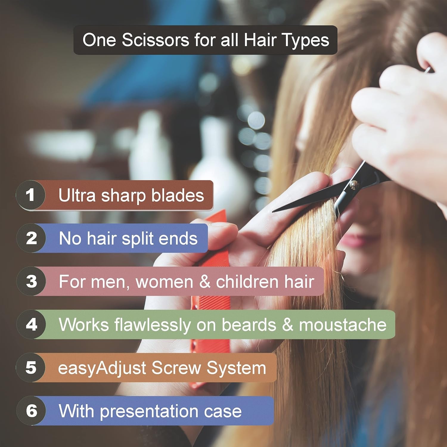 Premium 5.5" Japanese Convex Hair Cutting Scissors - Ultra-Sharp Blades for All Hair Types with Case & Comb Included