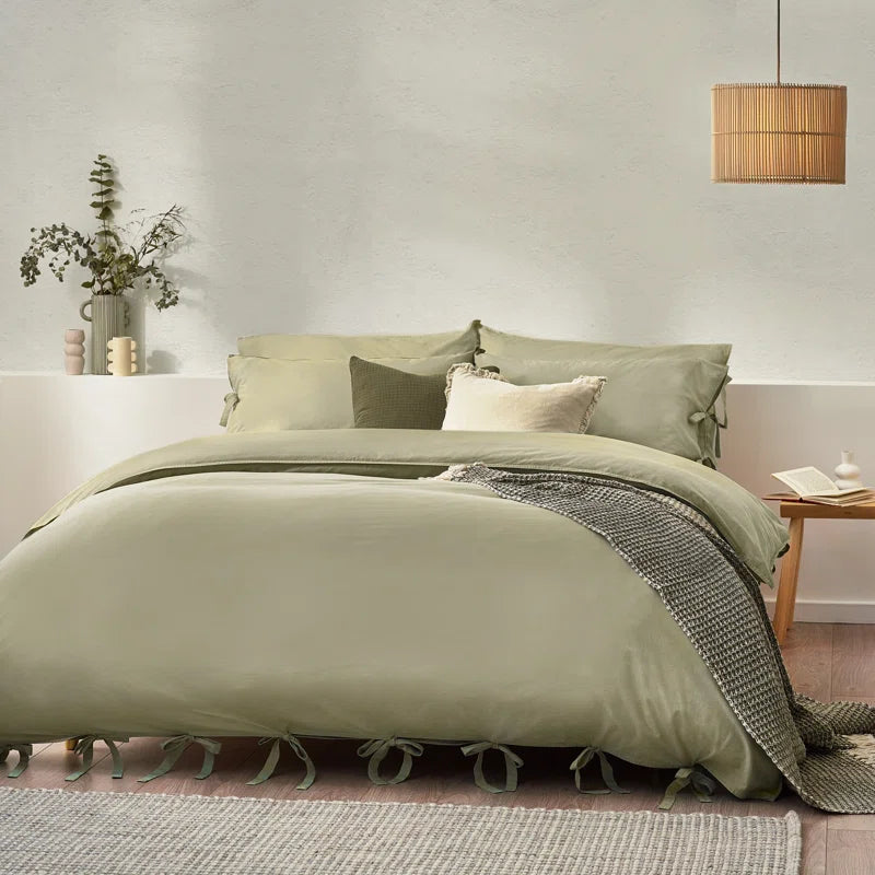 Thatcham Cotton Solid Colour Duvet Cover Set with Pillowcases