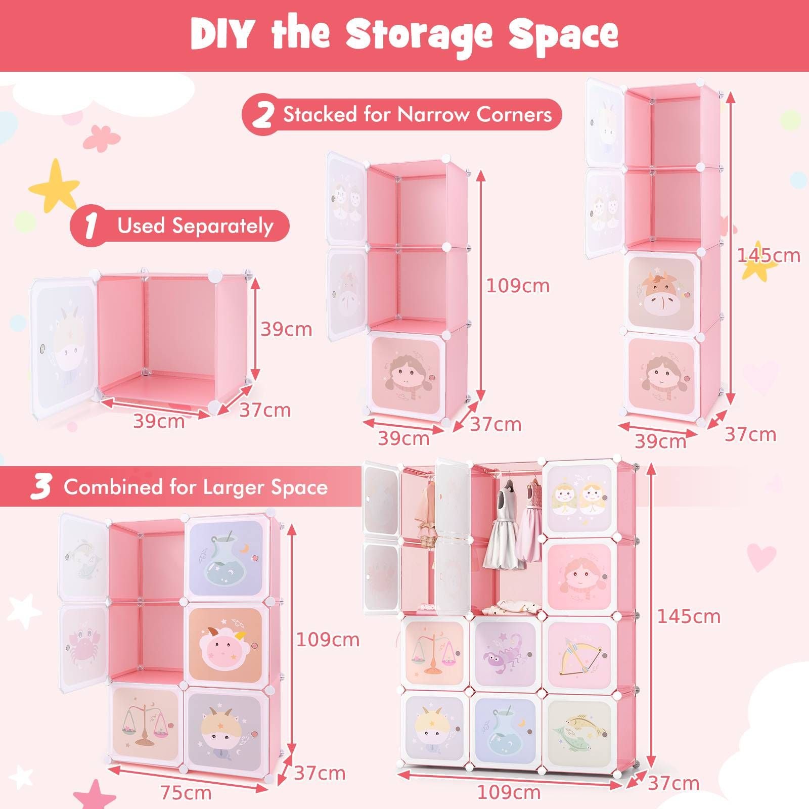 12-Cube Wardrobe for Children - Stylish Baby Dresser and Kids Bedroom Armoire