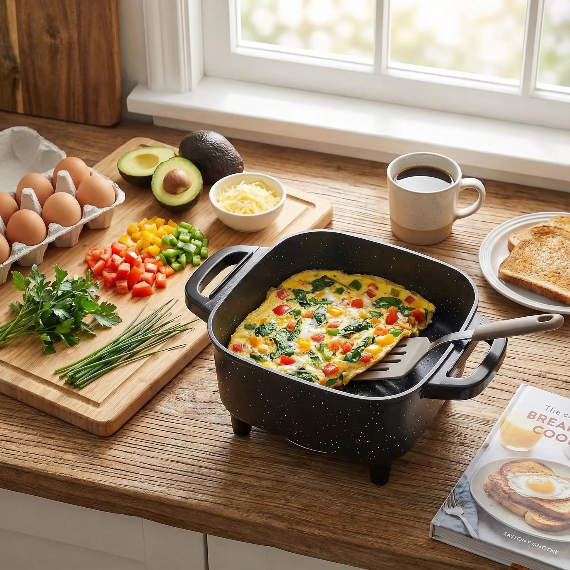 Versatile Nonstick Electric Griddle with 5-Level Temperature Control – Perfect for Stir-Frying, Deep-Frying, and Simmering! Easy to Clean Kitchen Essential.