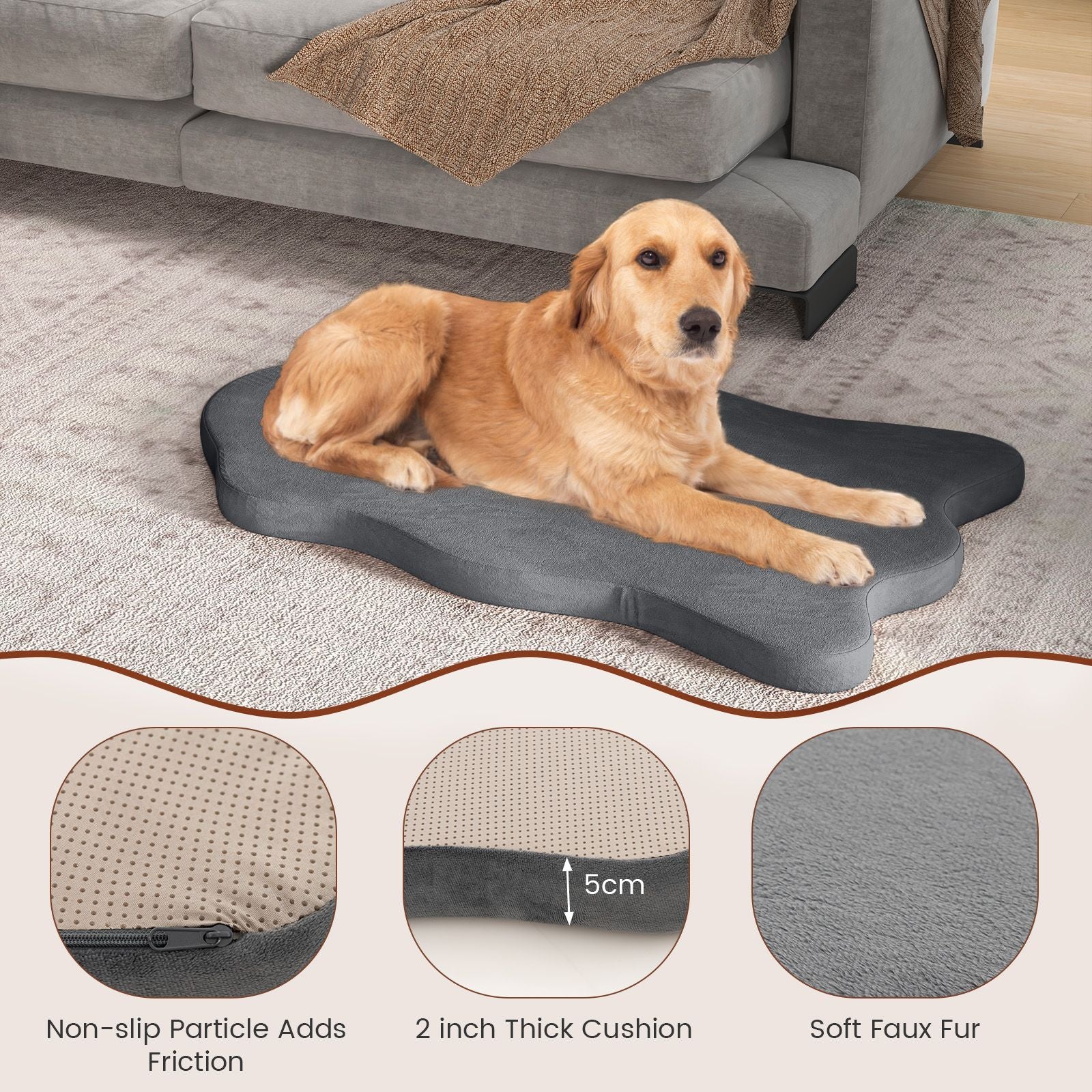 Premium Memory Foam Large Dog Bed with Removable Cover