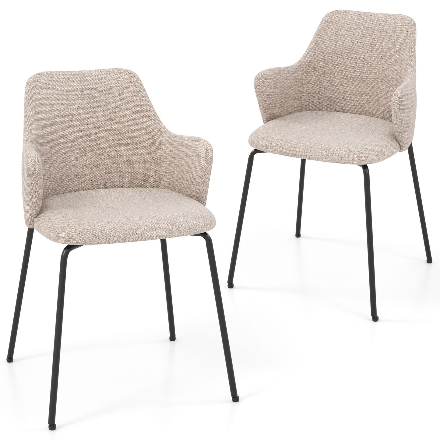Set of 2 Upholstered Accent Dining Chairs with Curved Backrest