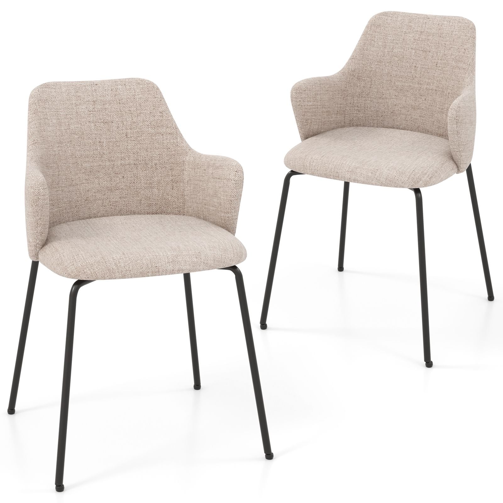 Set of 2 Upholstered Accent Dining Chairs with Curved Backrest