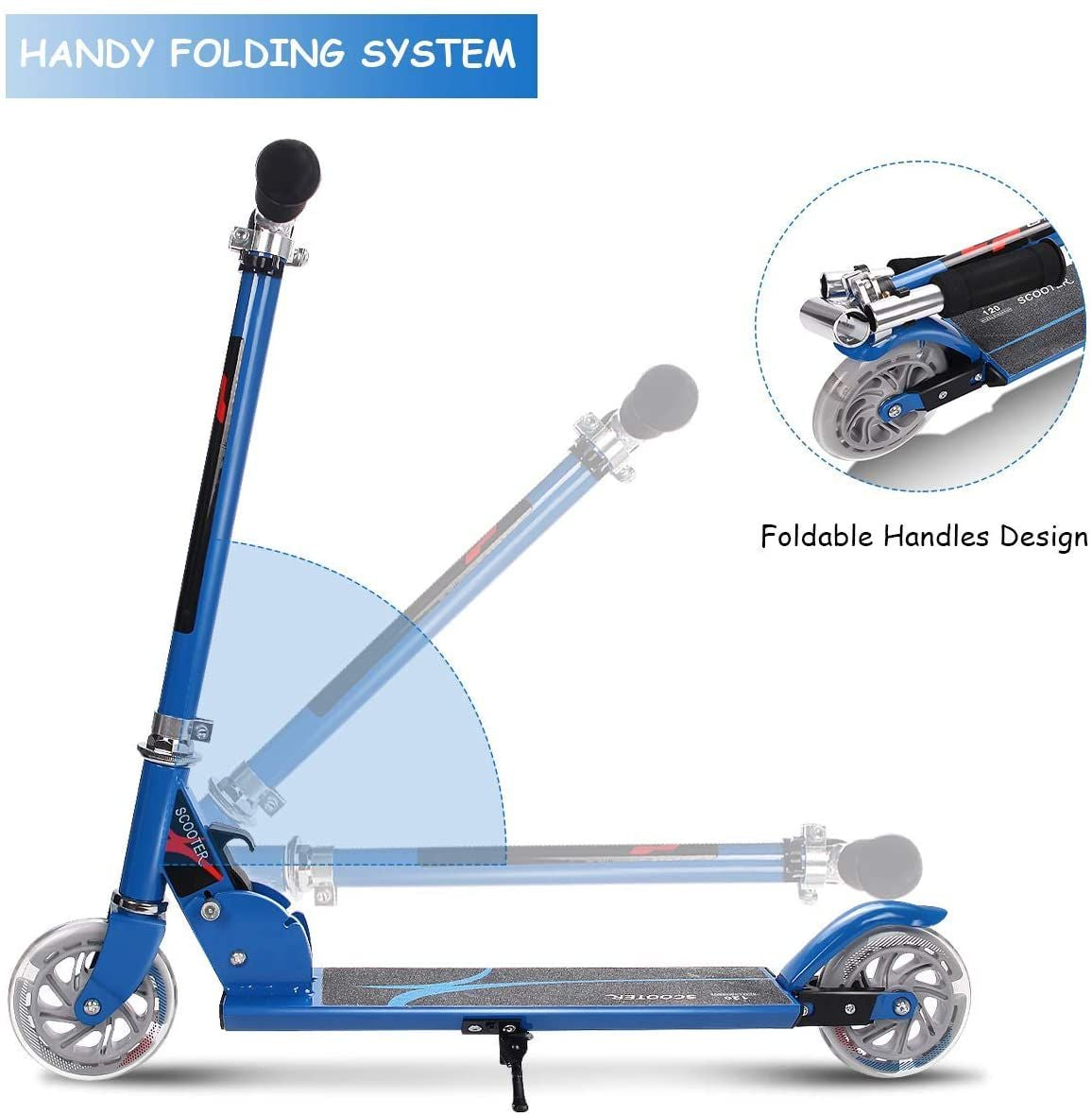 Kids Aluminum Folding Stunt Scooter with LED Wheels