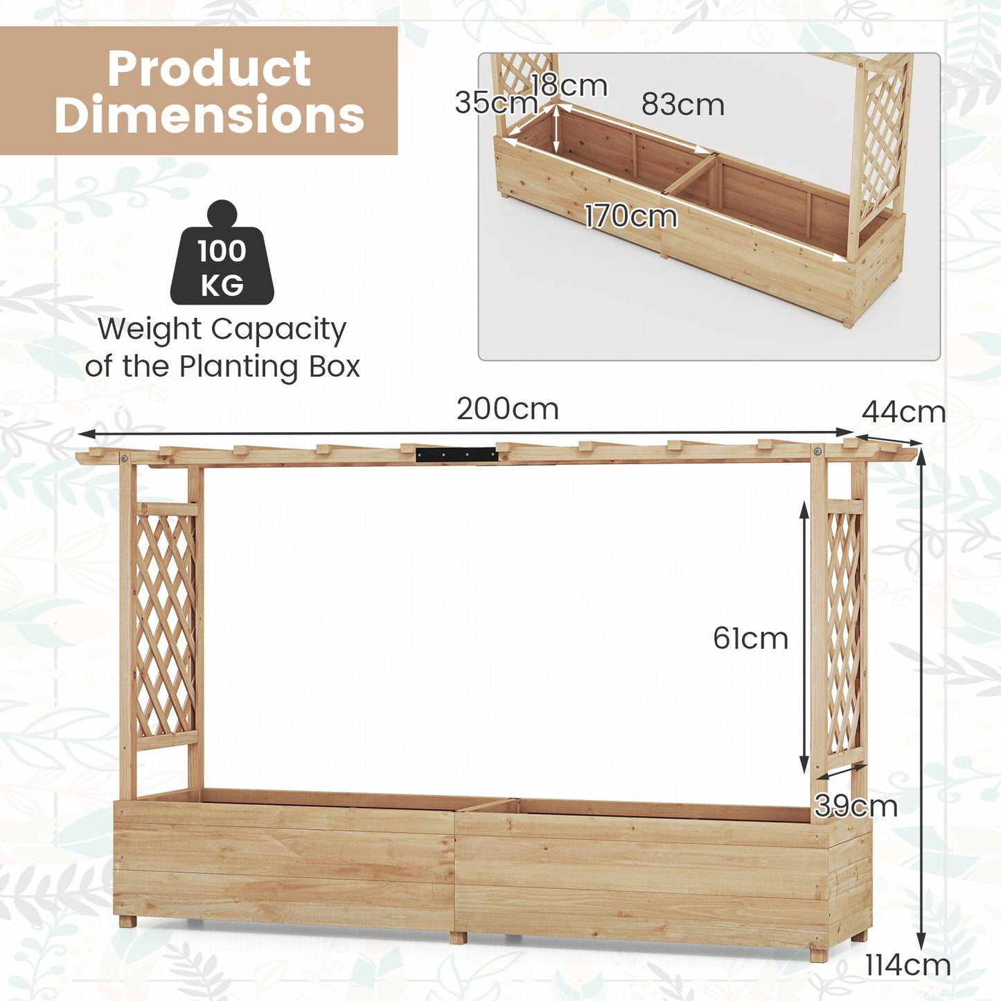 Elevated Garden Bed with Dual Trellis System and Canopy Roof
