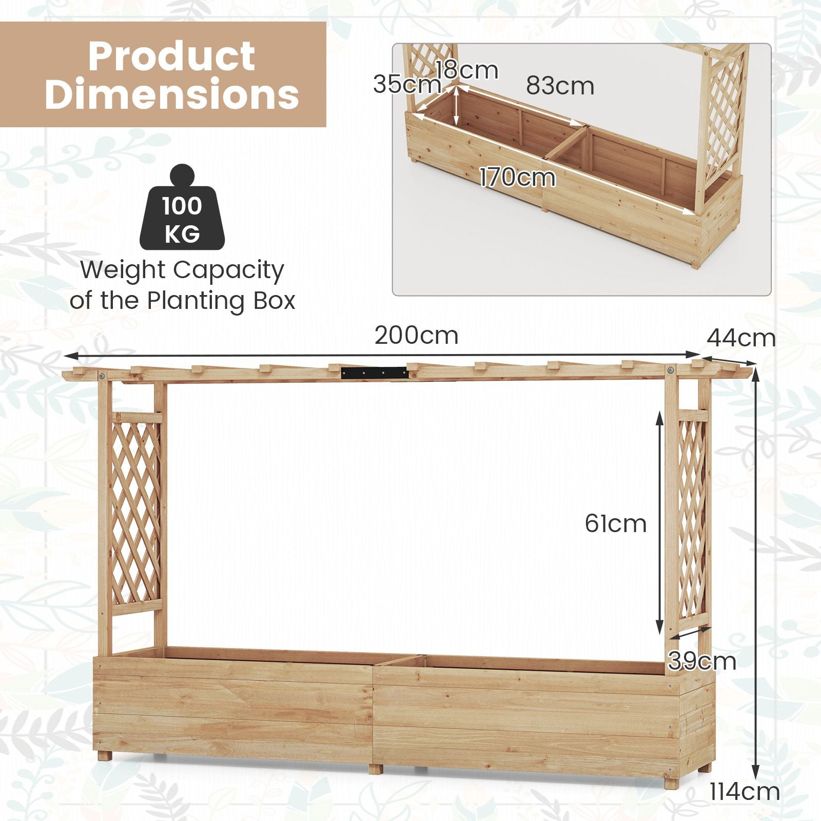Elevated Garden Bed with Dual Trellis System and Canopy Roof