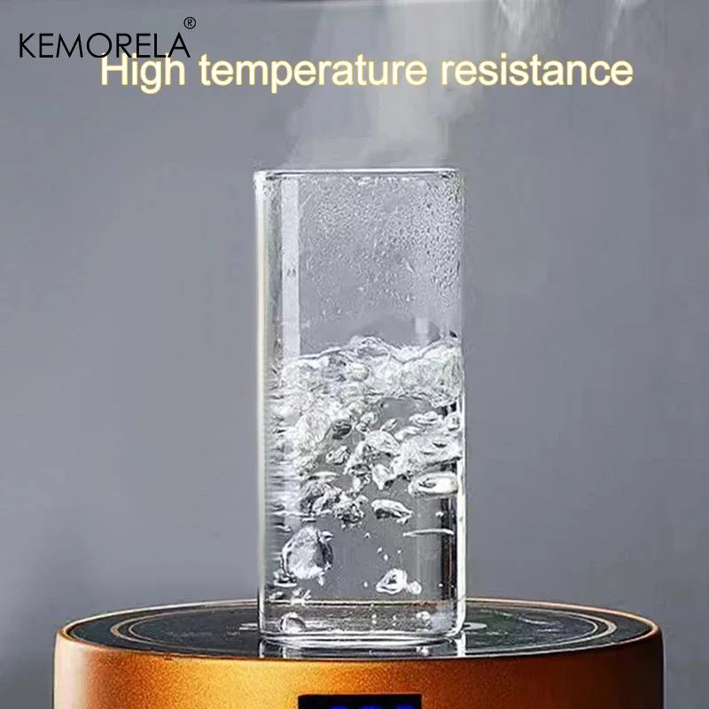  Square Heat Resistant Coffee Glass Cup with Lid and Straw Transparent Milk Tea Juice Cup Coffee Mug for Home Bar Drinkware