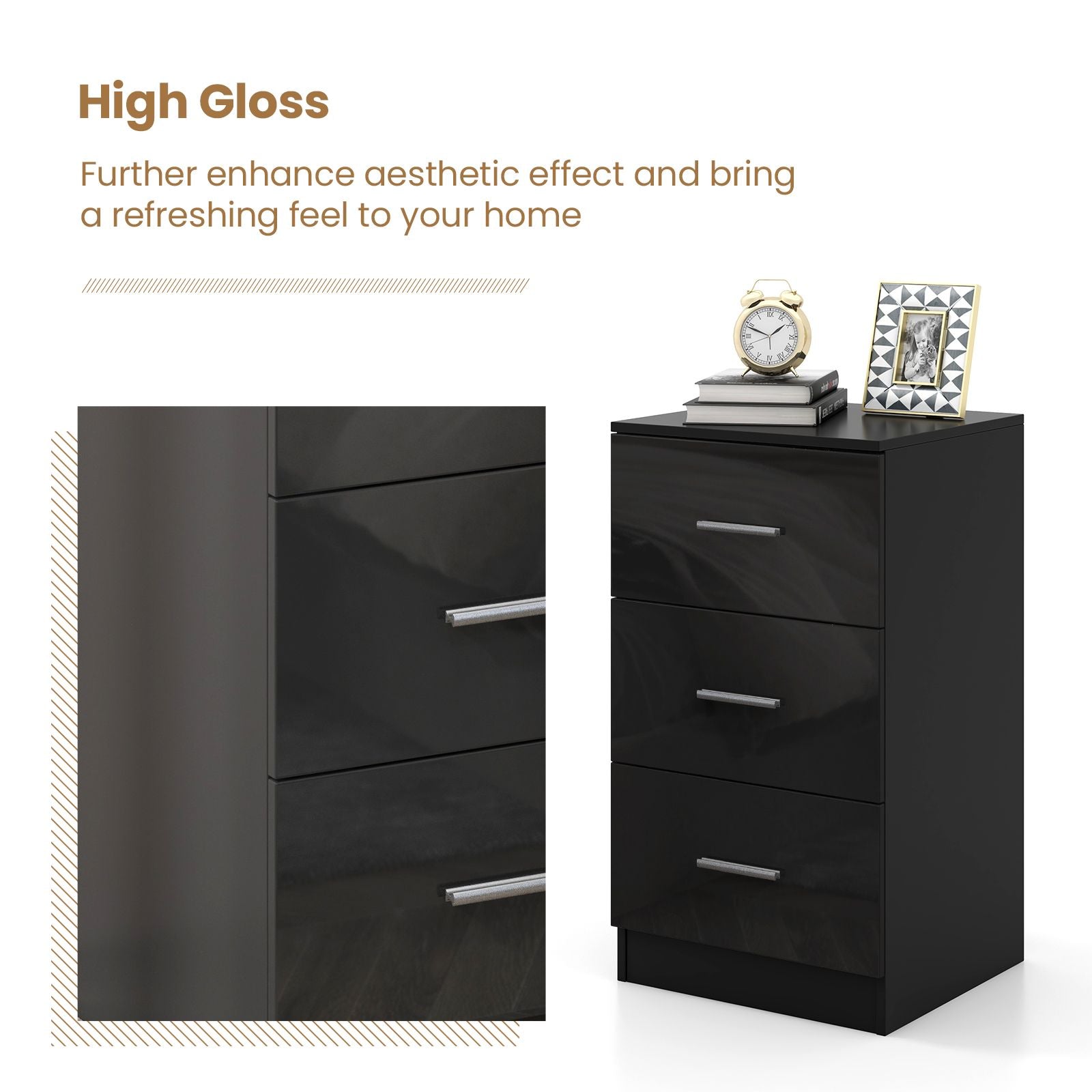 3-Drawer Wooden Dresser with Anti-Tip Safety Feature