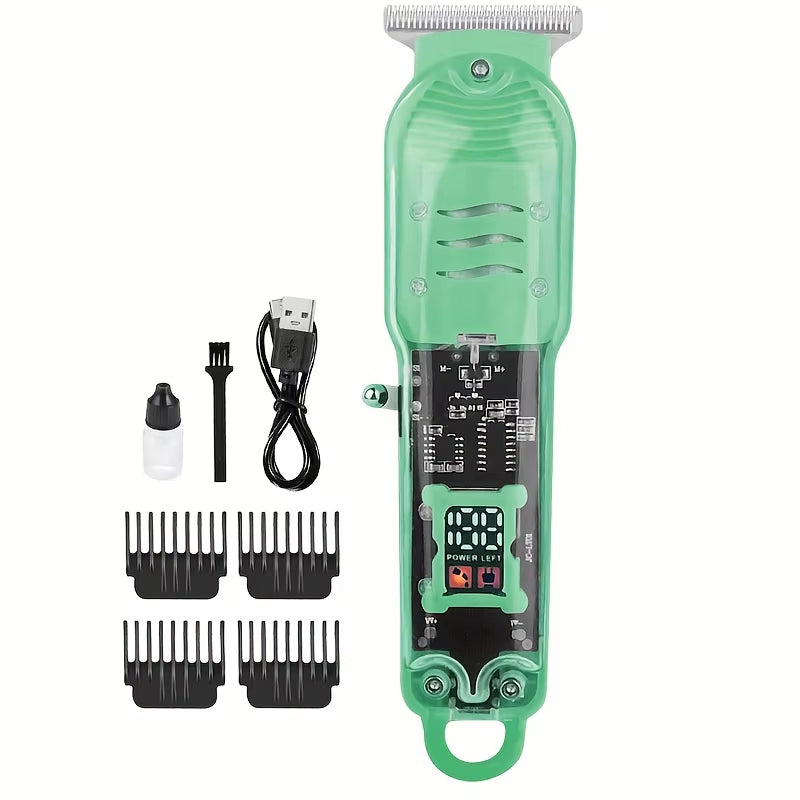 Professional Transparent Body Electric Hair Clipper - USB Rechargeable Trimmer for Men, Perfect Holiday Gift!