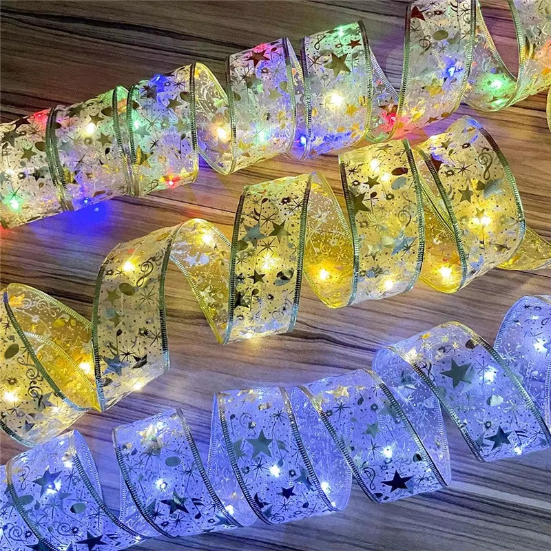 Enchanting LED Ribbon Fairy Lights for Christmas Tree Ornaments - Perfect for Home Decor 2024 & DIY Bows - Celebrate Navidad & New Year 2025!