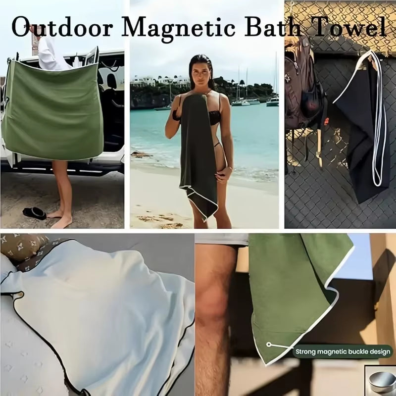 Magnetic Bath Towel Microfiber Quick Drying Beach Towel for Surfing, Swimming & Changing etc