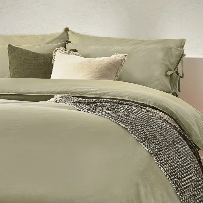 Thatcham Cotton Solid Colour Duvet Cover Set with Pillowcases