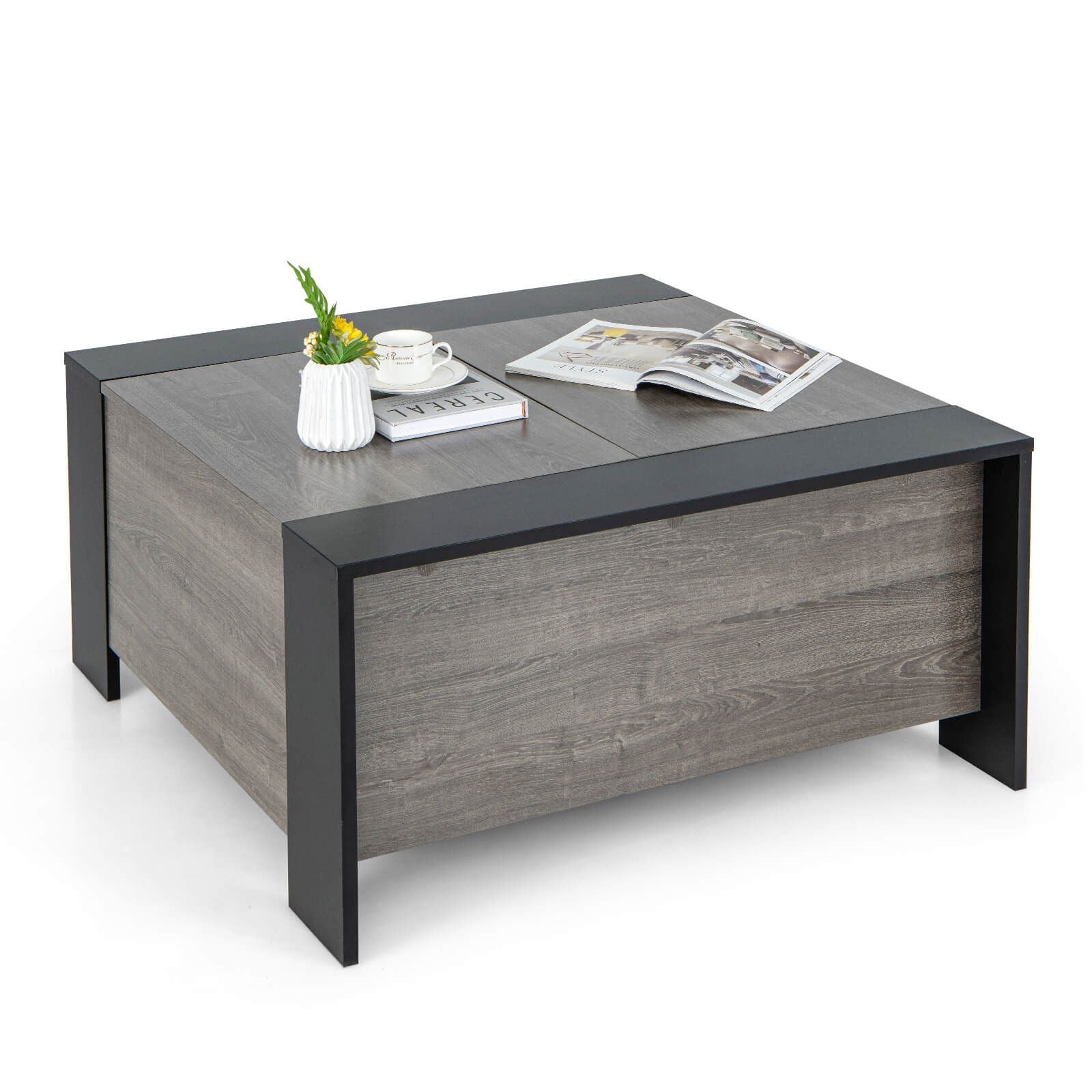 92cm Square Coffee Table with Sliding Top and Concealed Storage Compartment