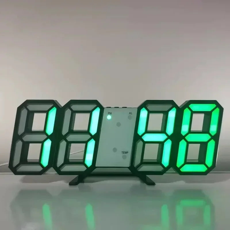 Sleek 3D LED Digital Alarm Clock - Stylish Wall Clock with Time, Date & Temperature for Home, Kitchen & Office Decor