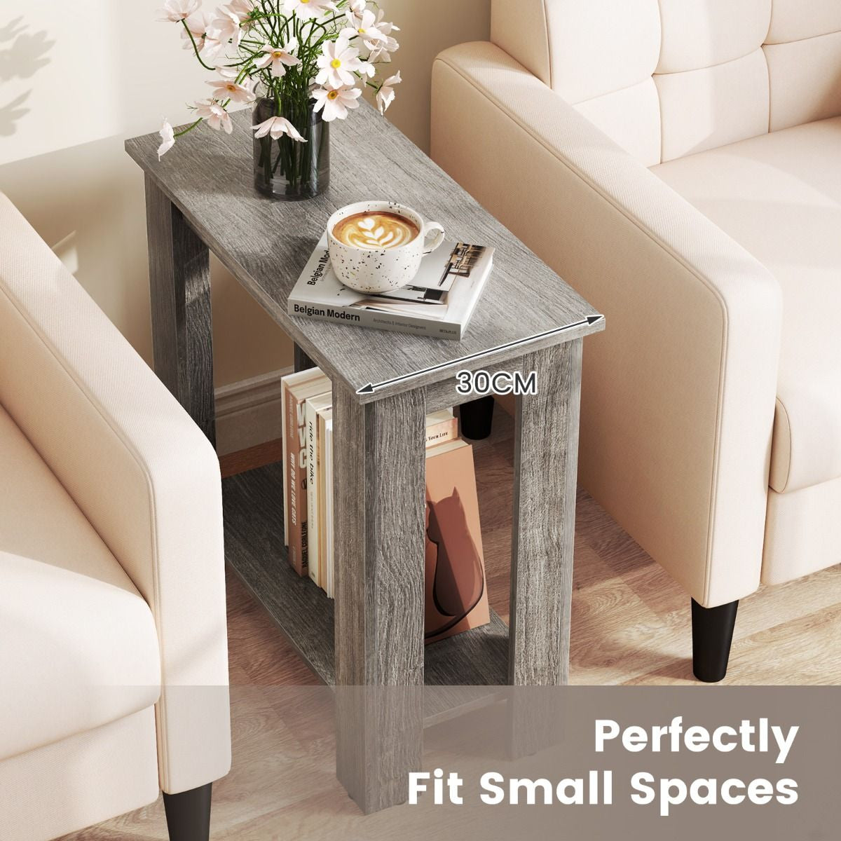 Stylish 2-Tier End Table with Storage Shelf for Small Spaces