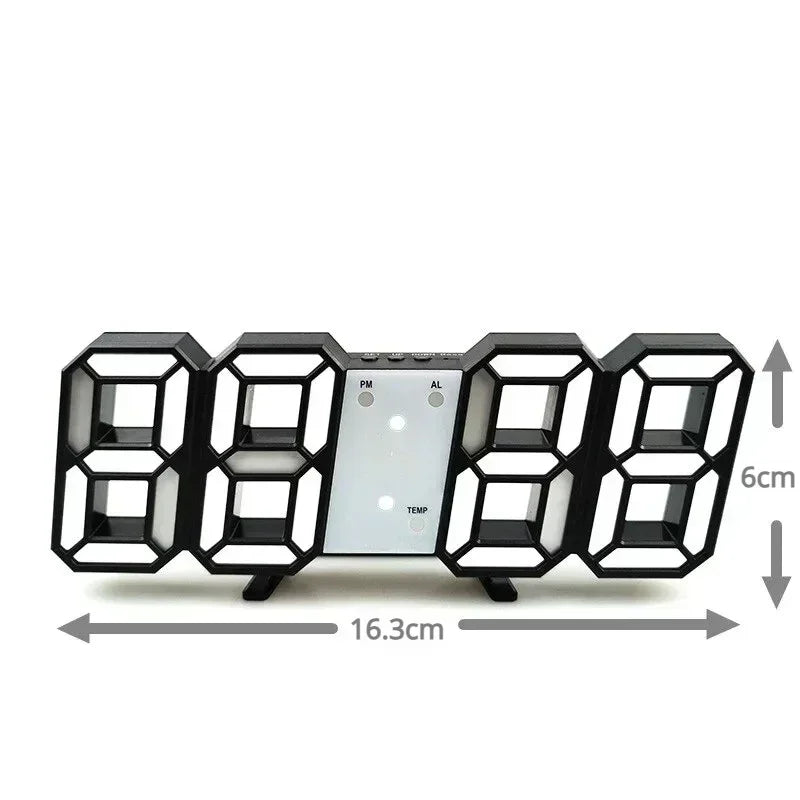 Sleek 3D LED Digital Alarm Clock - Stylish Wall Clock with Time, Date & Temperature for Home, Kitchen & Office Decor