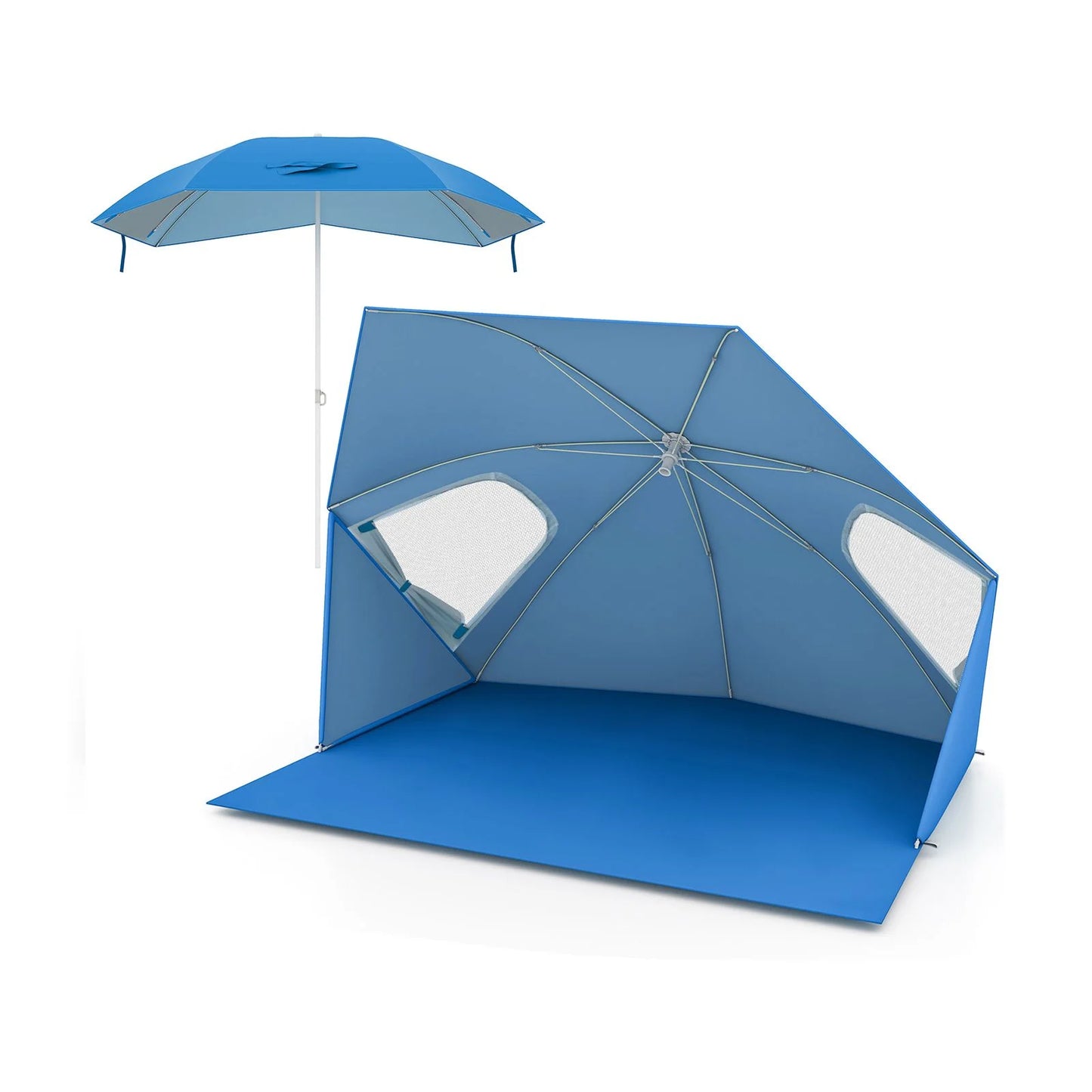 Convertible Beach Tent for 2-4 People with Roll-Up Windows