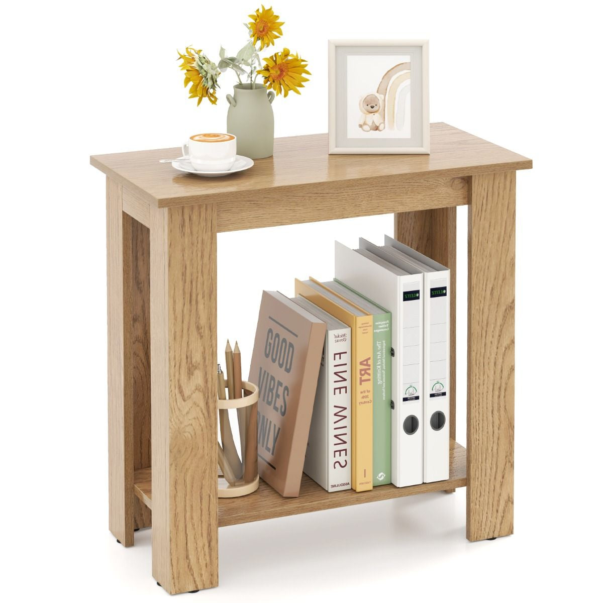 Stylish 2-Tier End Table with Storage Shelf for Small Spaces