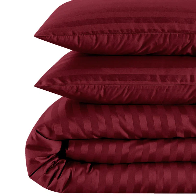 Klarita 250 TC Microfibre Reversible Striped Duvet Cover Set with Pillowcases