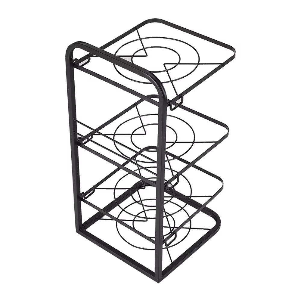 4-Tier Black Freestanding Kitchen Pot Rack Organizer, Heavy Duty Iron Adjustable Dividers Rust-Proof Storage Rack 26X26.5X52.5Cm