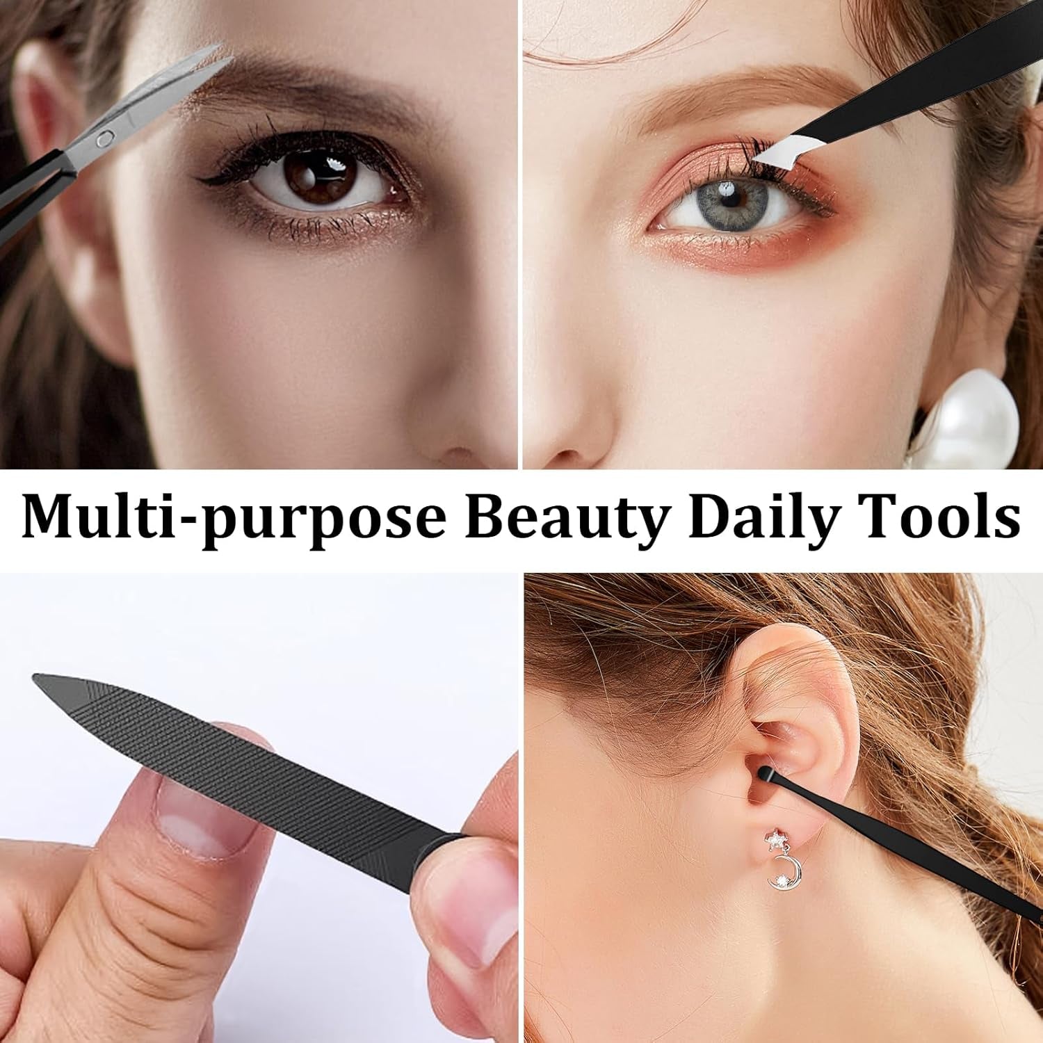 Elevate Your Grooming Routine with the 9-Piece Precision Tweezers and Nail Clippers Set - Stylish Stainless Steel Tools for Effortless Beauty, Complete with Elegant Leather Case