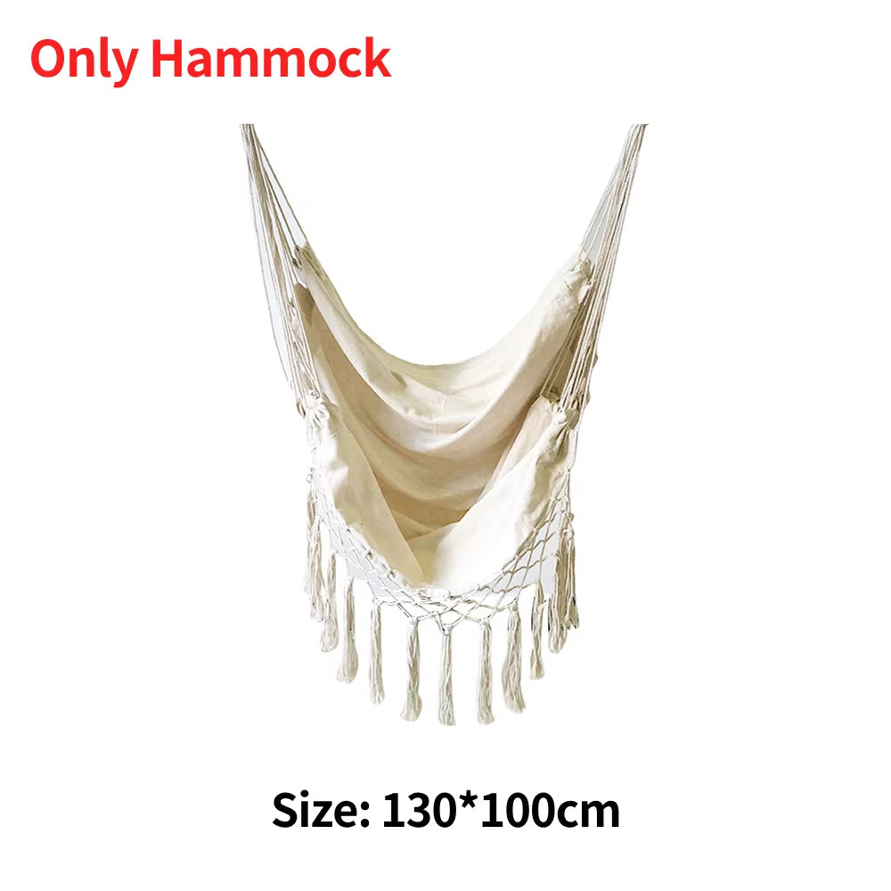 Outdoor Garden Hammock Tassel Canvas Swing Chair Hanging Bed Hiking Camping Hunting Foldable Hammock Photo Props
