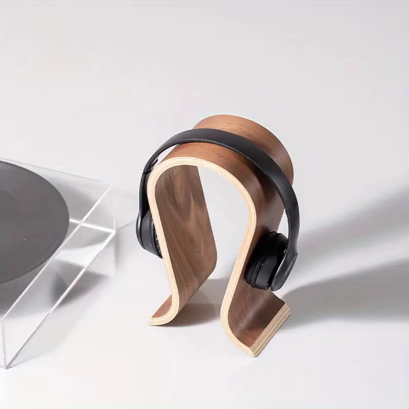 Elegant U-Shaped Wooden Headphone Stand - Perfect Display for All Headphones