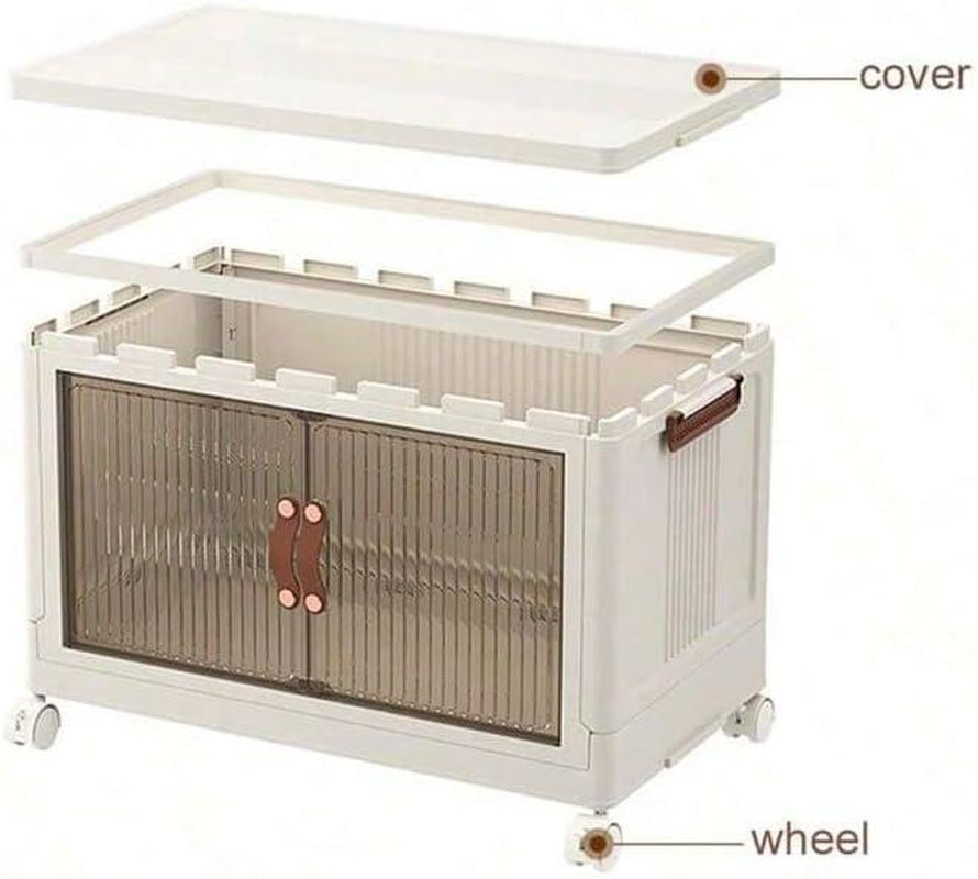 Versatile Foldable Stackable Storage Box with Front Opening Lid, Wheels & Organiser Cover - Perfect for Home & Office!