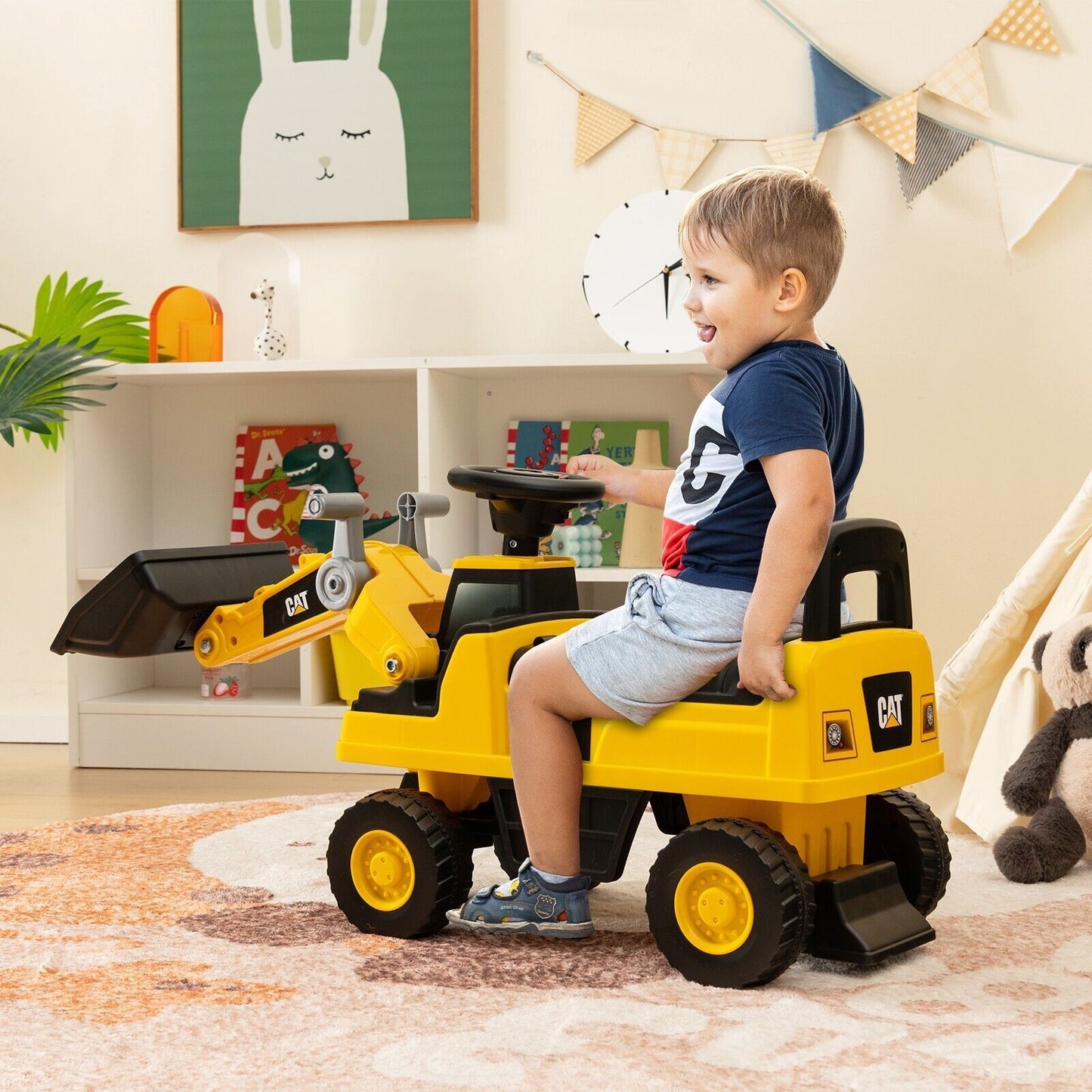 Children's Ride-On Excavator with Adjustable Bucket