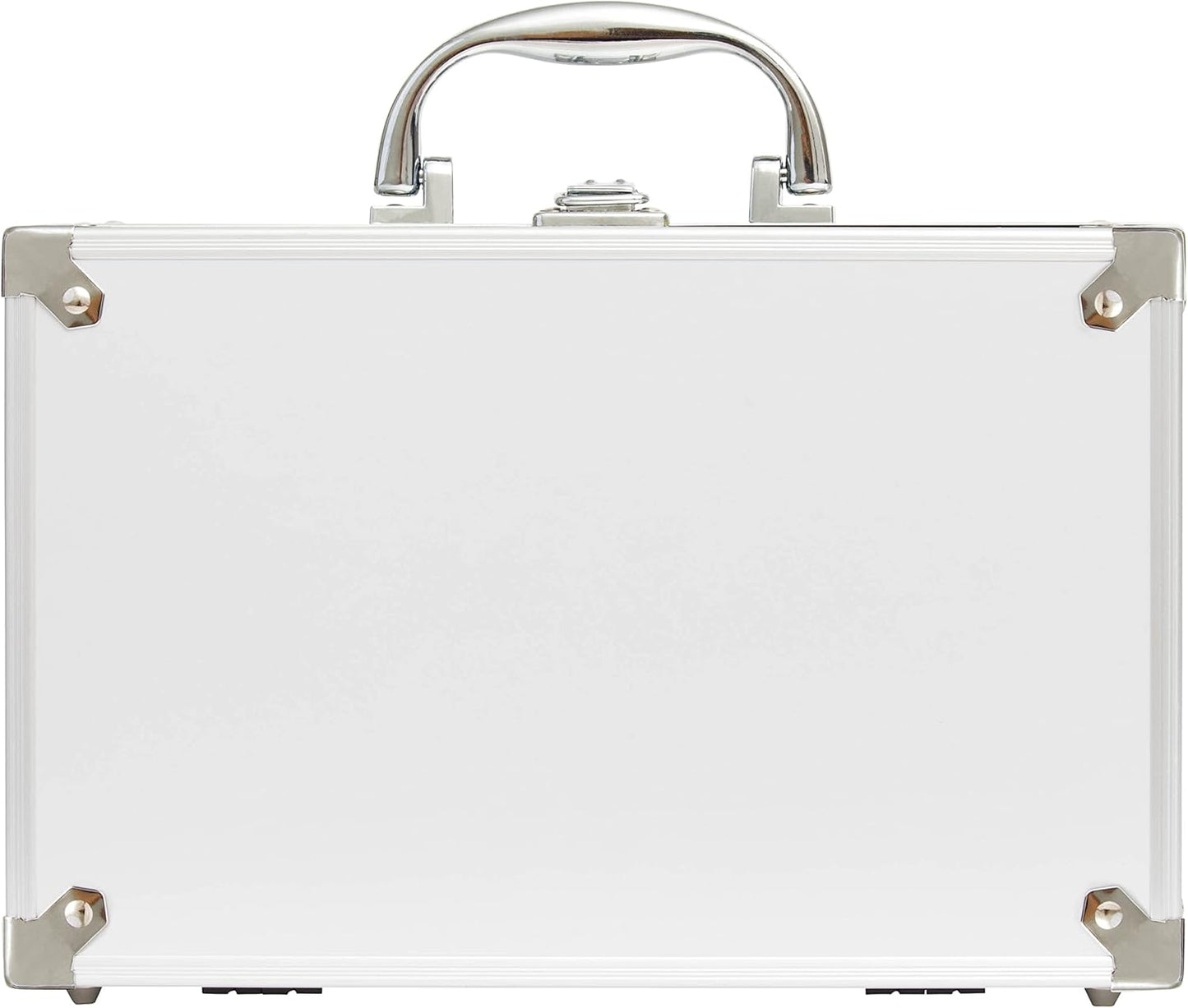 Professional Makeup Kit: Lipsticks, Eyeshadows, Blush, Nail Polish, Mirror, and Brushes in a Portable Lightweight Metal Train Case