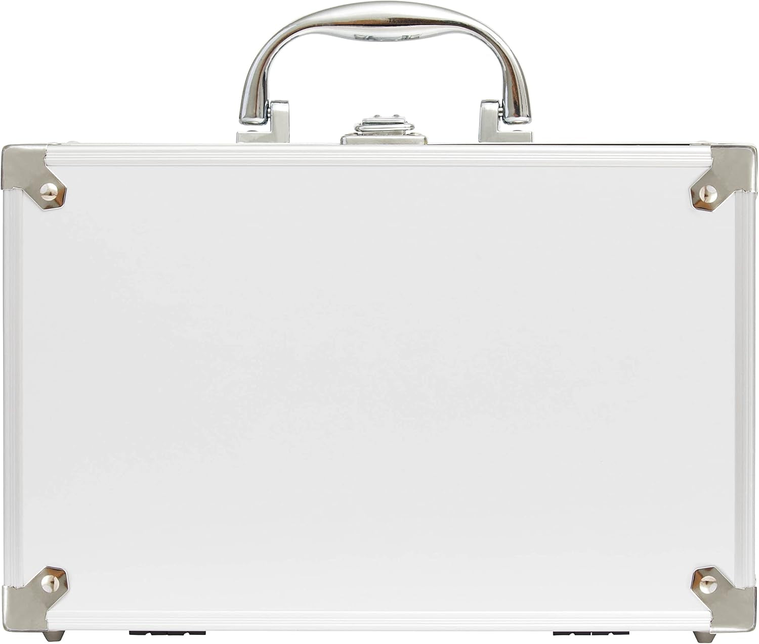 Professional Makeup Kit: Lipsticks, Eyeshadows, Blush, Nail Polish, Mirror, and Brushes in a Portable Lightweight Metal Train Case