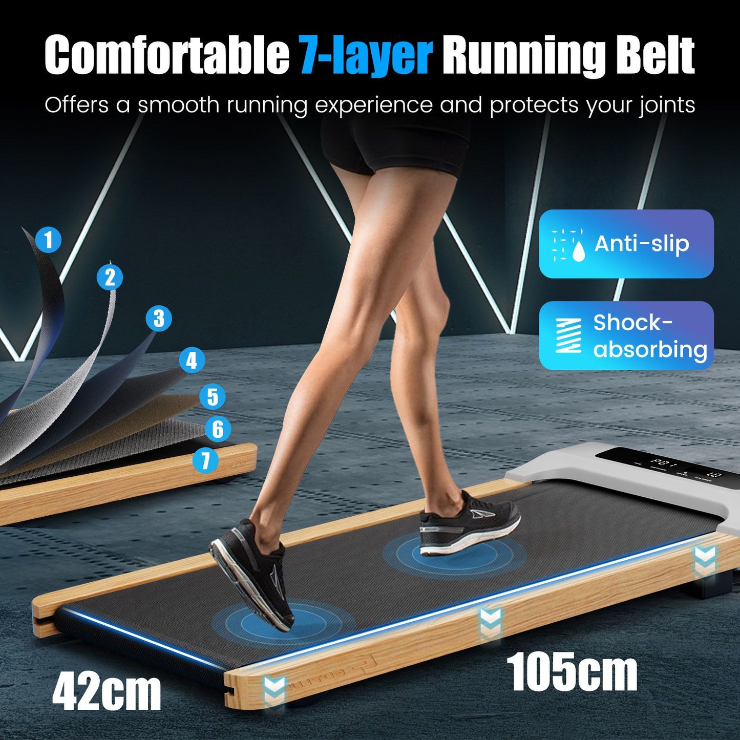 Under-Desk Treadmill Walking Pad Featuring a 7-Layer Running Belt
