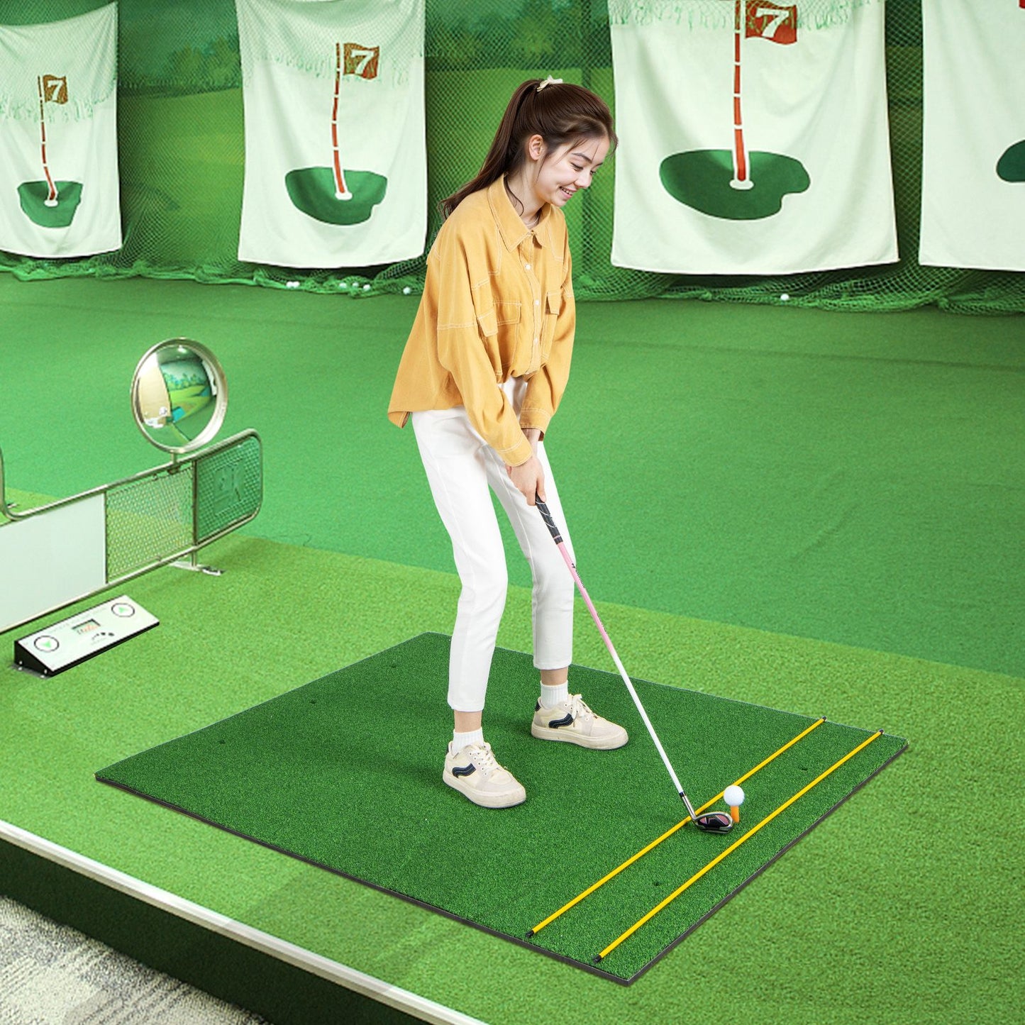 Professional 3-in-1 Golf Practice Hitting Mat with Synthetic Grass Turf