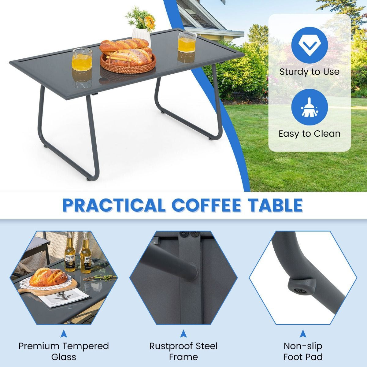 4-Piece Outdoor Bistro Furniture Set Featuring Loveseat, Coffee Table, and Two Chairs