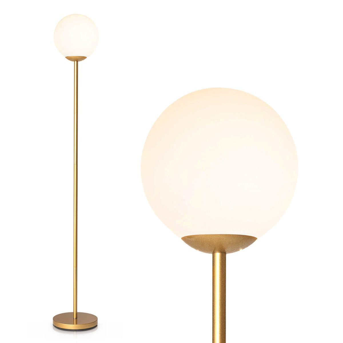 Acrylic-Shaded Globe Floor Lamp with Protective Cover