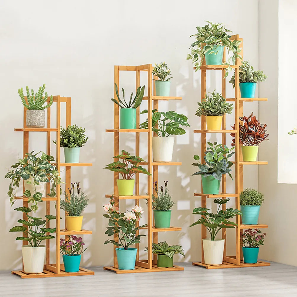 Bamboo 5 / 6 Tier Plant Stand Rack Multiple Flower Pot Holder Shelf 