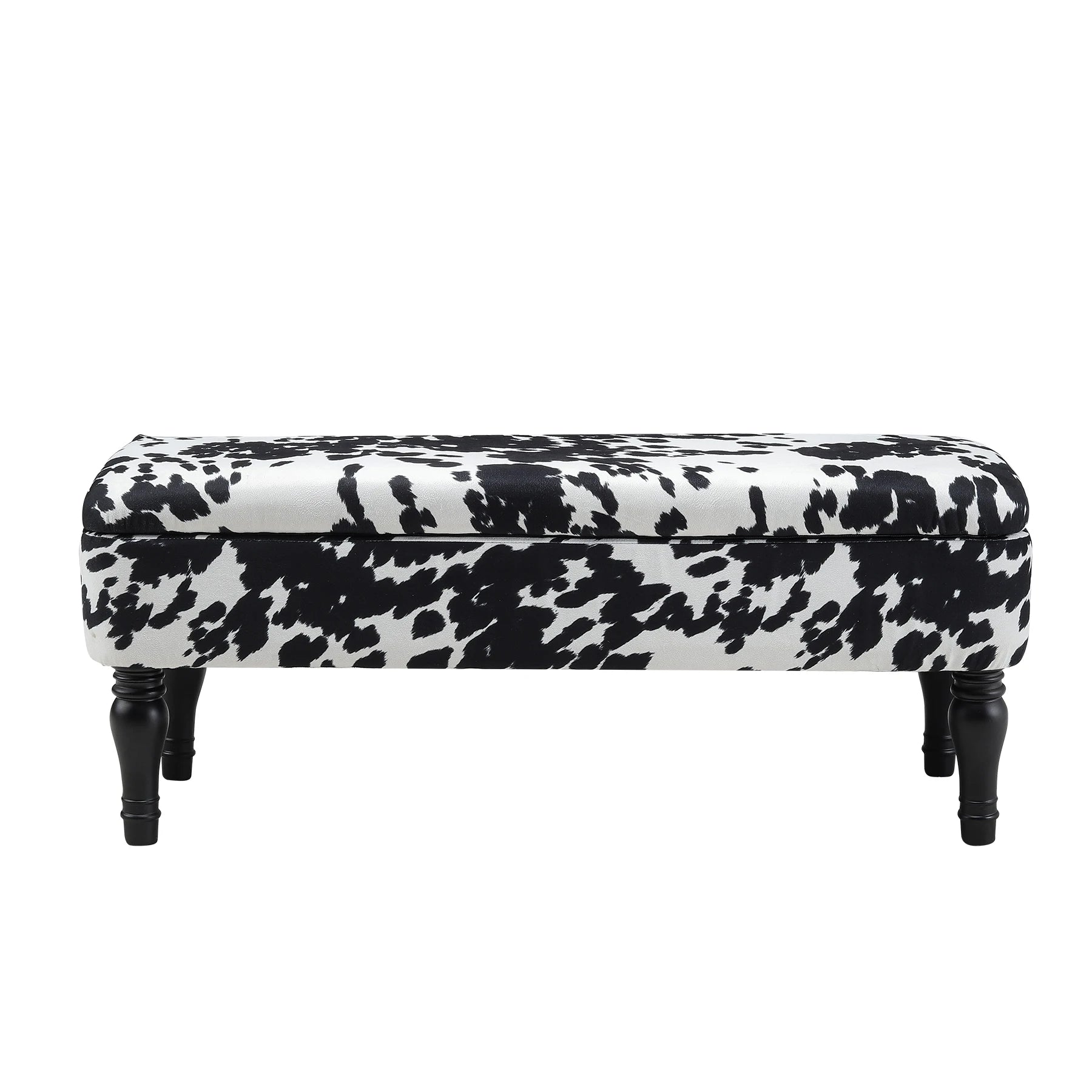 Cow Print Velvet Upholstered Storage Bench Living Room Shoe Changing Stool Leisure Stool Furniture