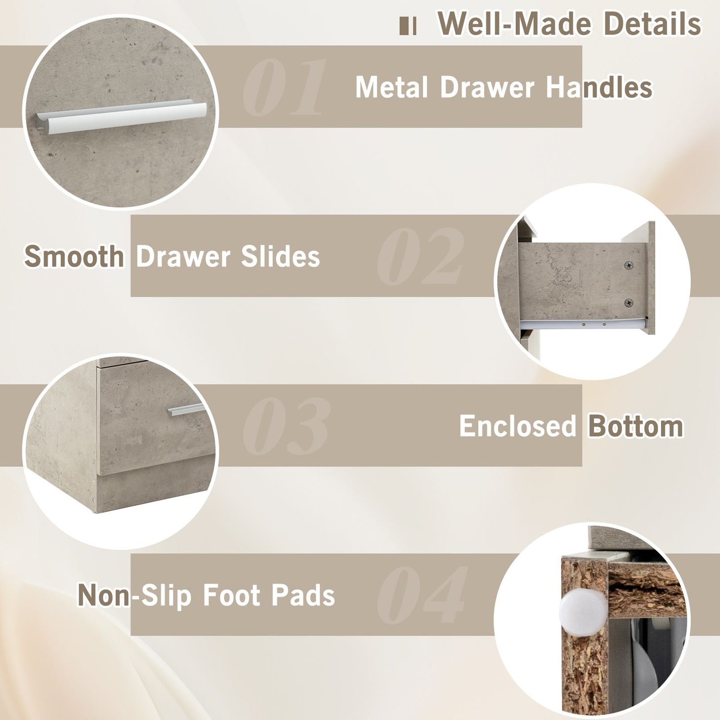 3-Drawer Wooden Dresser with Anti-Tip Safety Feature