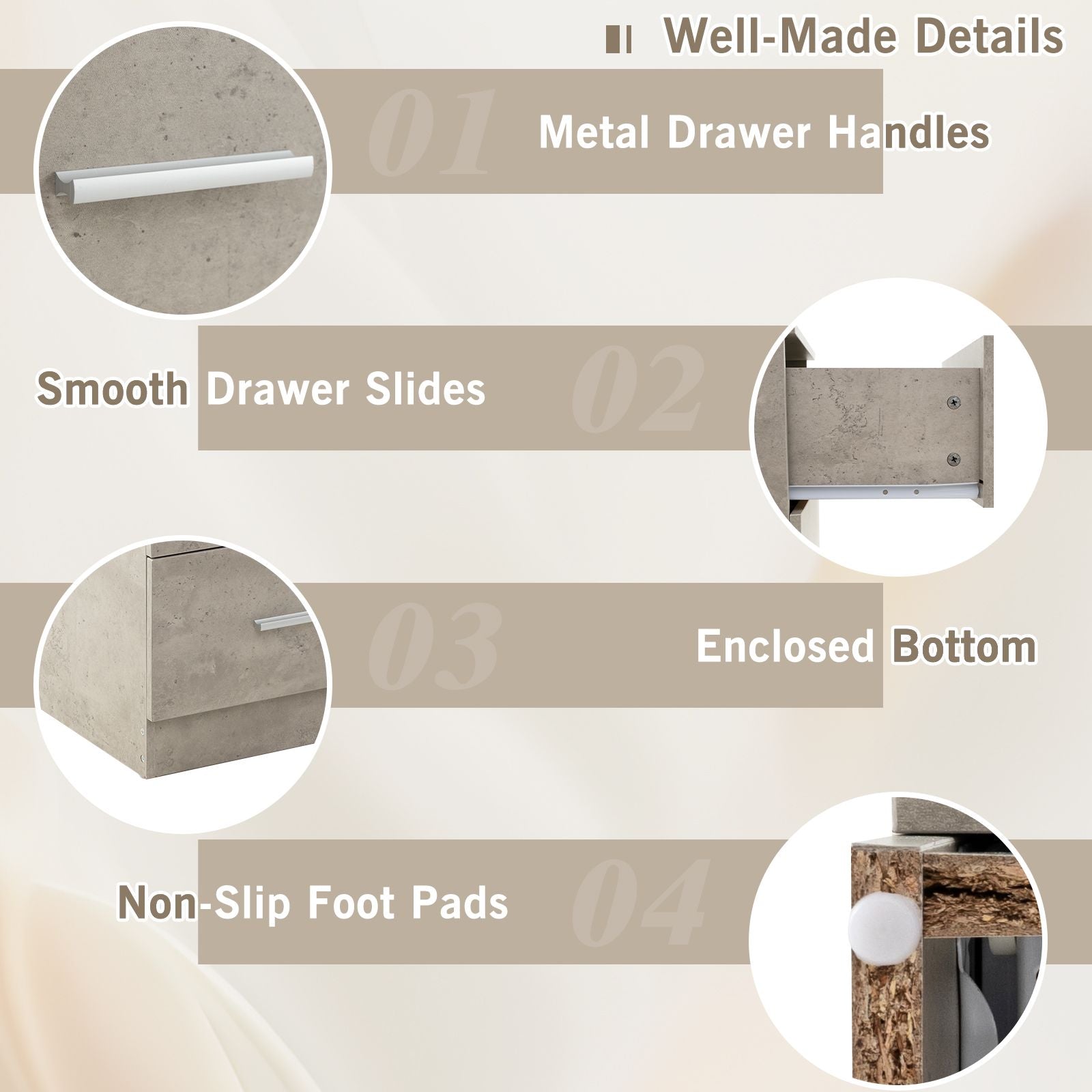 3-Drawer Wooden Dresser with Anti-Tip Safety Feature