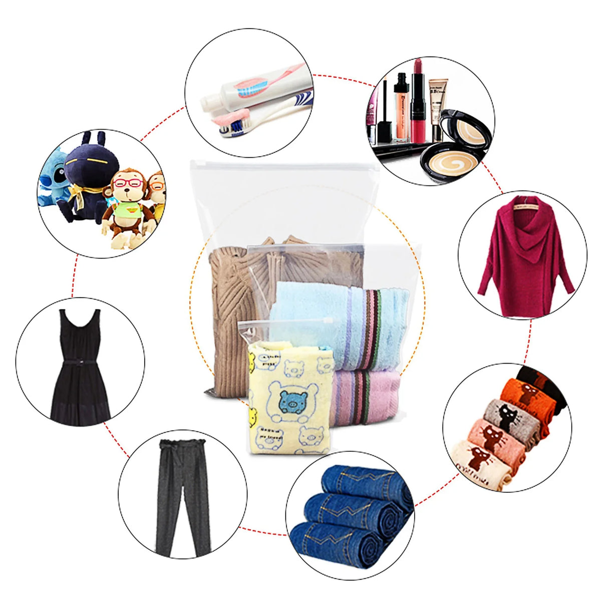 9-Piece Clothes Storage Bag Set - Water-Resistant Travel Luggage Organizers for Blouses, Hosiery, Stockings, and Underwear