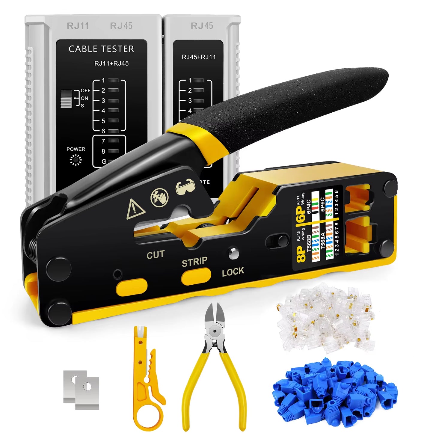 3-in-1 RJ45 Crimp Tool Kit for CAT5/CAT5E/CAT6 - Crimp, Cut & Peel with Ease!