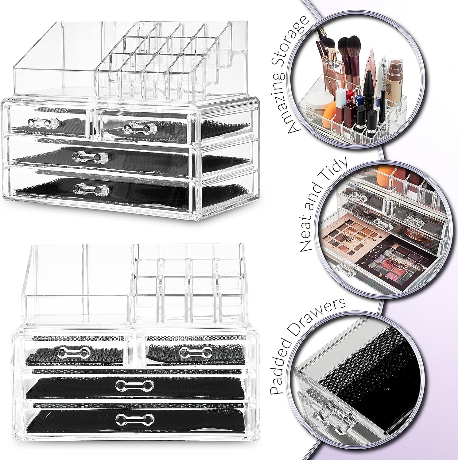 Stylish Acrylic Makeup Organizer - 4-Tier Storage Box with Clear Drawers for Effortless Beauty and Skincare Organization