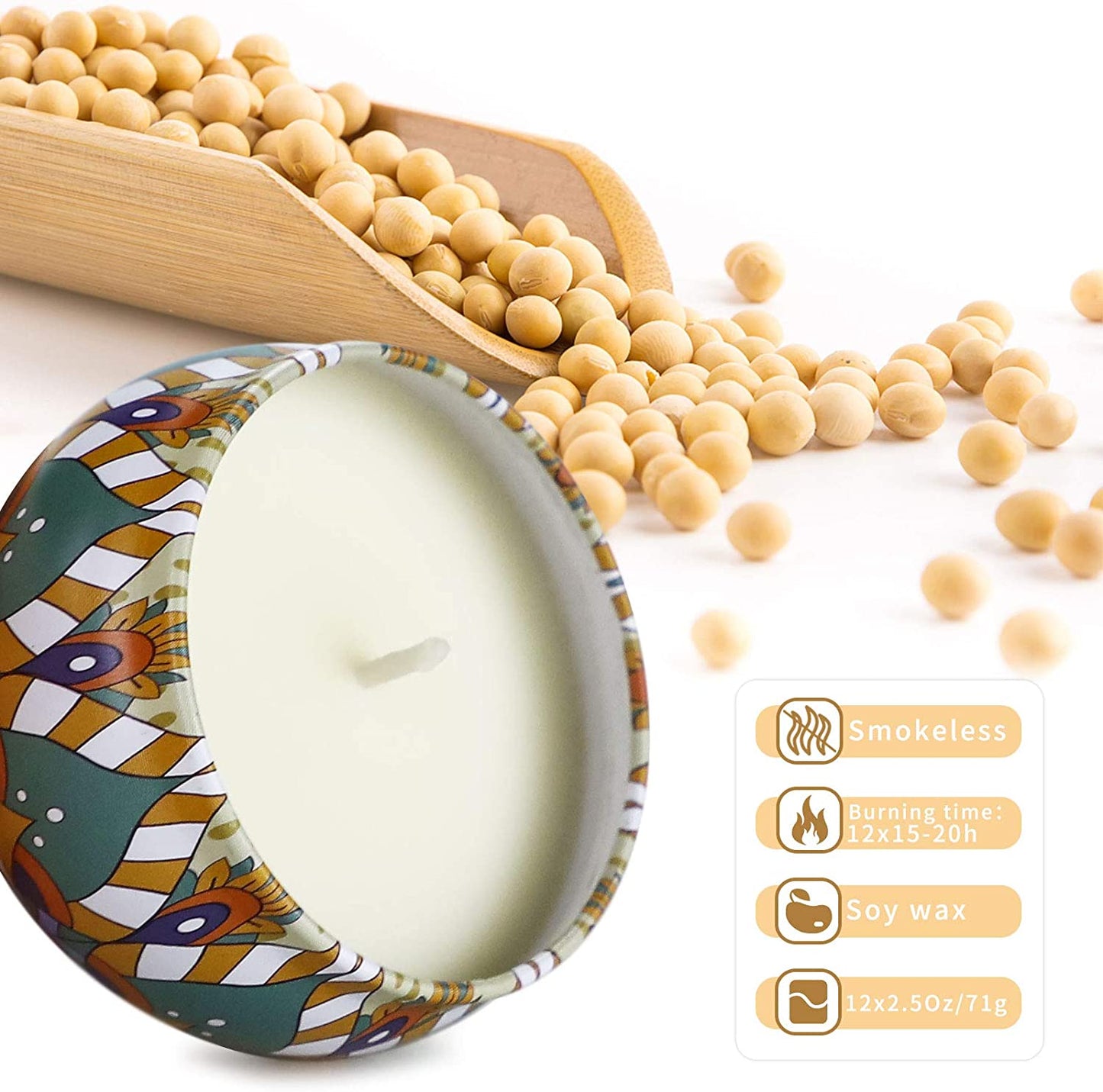 Indulge Her Senses: 12-Pack Long-Burning Soy Wax Candle Gift Set with Essential Oils for Birthdays and Special Occasions