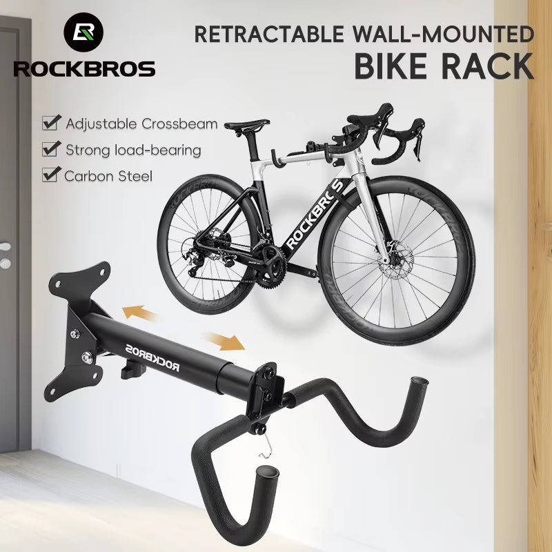 Adjustable Wall-Mount Bike Rack - Heavy-Duty Horizontal Hook for MTB and Road Bikes - Space-Saving Garage Solution